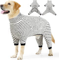 Dog Fleece Pajamas Large Dog 4 Legs Winter Clothes for Dog Fit Warm Jumpsuit for Dogs (Striped Black, X-Large)
