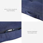 Indoor Dog Bed with Removable Washable Cover, Soft Basketweave Fabric, Reversible Cushion, Carry Handle, Baffle Construction to Help Prevent Fill Shifting, Cobalt - Large (40"x40")