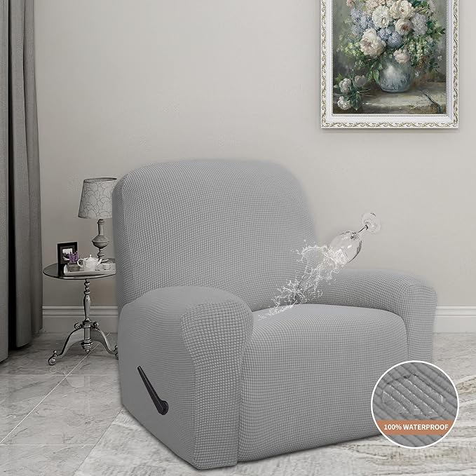 Easy-Going 100% Waterproof Recliner Chair Cover，1-Piece Recliner Slipcover | Dual Waterproof Couch Cover for Recliner，Leakproof Furniture Protector for Kids Pets Dog Cat Daily Stain, Light Fray