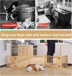 Wooden Freestanding Dog Gate Indoor- 16.9" H 5 Panels | No-Painted Foldable Dog Gates, Portable Doggy Gate for Stairs Doorways Hallways