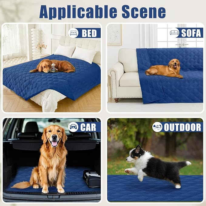 Smiry Waterproof Dog Bed Cover, Reversible Pet Blanket for Sofa Couch | Soft Washable Dog Blanket, Leakproof Couch Cover for Dogs Cats & Furniture Protection, 30x70, Navy/Navy