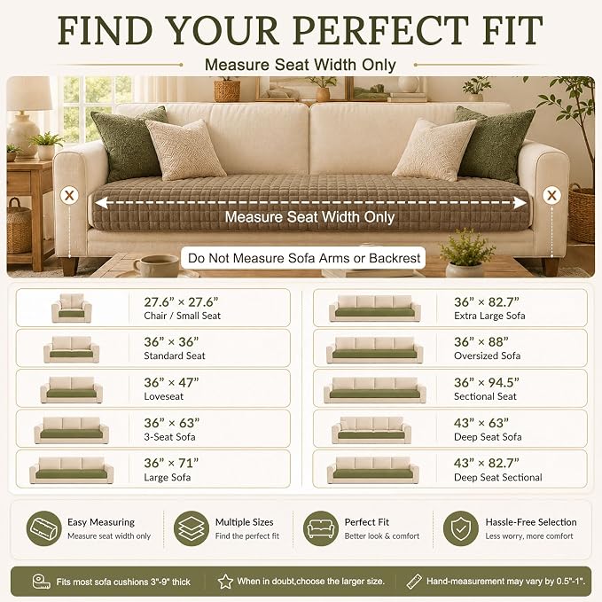 Smiry Velvet Couch Cover for Dogs, Non Slip Soft Sofa Protector for Pets | Washable Sofa Cover for Cats, Furniture Protector Against Pet Hair, Scratches, Fits Sectional Sofa(Mocha Brown, 27.6"x27.6")