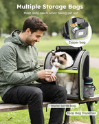 pecute XL Cat Backpack Expandable, Cat Carrier Backpack Acrylic Window | Durable Oxford Cloth, Lockable Zipper,Use for Pet Under 15 lbs to Travel