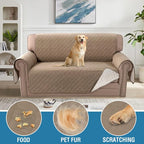 H.VERSAILTEX 100% Waterproof Couch Cover Loveseat Covers for 2 Cushion Couch Furniture Protector for Pets Kids Children Dog Cat with Non-Skid Backing (Loveseat, French Oak)
