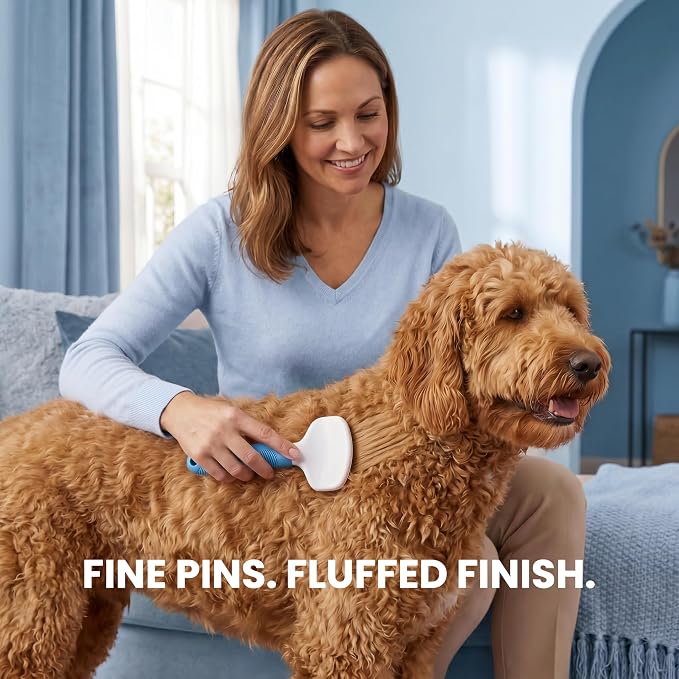 Poodle Pet Slicker Brush - For Dogs, Cats, and Rabbits - Removes Matted Fur, Knots, and Loose Hair - Suitable for Grooming Doodles and Goldendoodles with Short or Long Hair