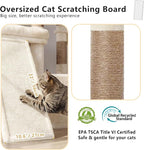Heybly Cat Tree 72.4-Inch Anti-Tip Cat Tower with Spacious Perches HCT060MJ | All-in-One Cat Furniture for Large Cats, Multiple Interactive Areas, Extra-Large Sisal Scratching Board, Beige