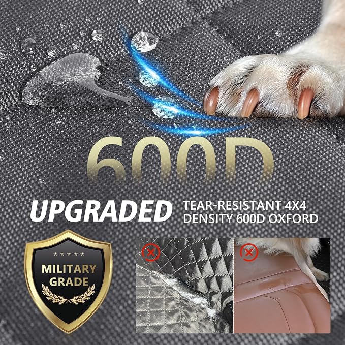 Btefd Back Seat Extender for Dogs, Hard Bottom Dog Hammock for Car & SUV | Dog Car Seat Cover Supports 420lbs, 45% More Space, Waterproof, Mesh Window, Scratch Resistant, Non-Slip, Easy Care