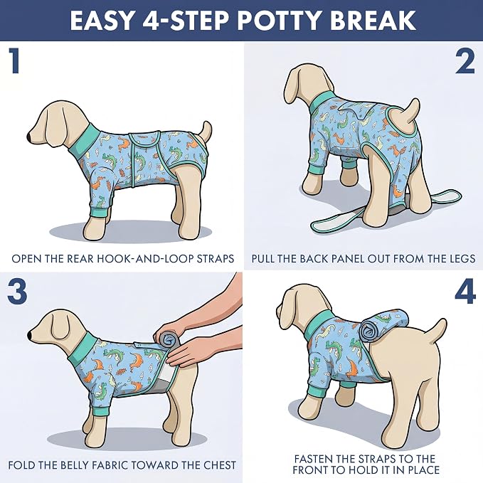 Spark Paws Dog Surgery Recovery Suit – Dog Recovery Suit After Surgery, Anti-Lick Dog Onesie, Abdominal Wound Protector, Soft Cone Alternative for Spay Neuter Male Female Pet Recovery - Dragons - 3XL