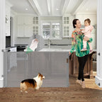 Upgraded 60" Wide Retractable Dog Gate with Reinforced Rods - Bottom Anti-Escape, 5 ft Retractable Baby Gates for Doorways Retractable Gates for Dogs Indoor/Outdoor Retractable Pet Gate, Gray | Space-Saving Indoor/Outdoor Retractable Gate, One-Hand Ope...