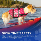 Dog Life Jacket - Swimming Vest for Dogs, Adjustable, Reflective, Comfortable, Multiple Colors, Patterns, XX-Small to Extra Large Dog Swim Vest with Handle (Pink Polka Dot, Medium)