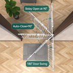 Babelio 31.5-55" No Bottom Bar Baby Gate Extra Wide, 2-in-1 Auto Close Dog Gate for The House, Stairs and Doorways, with Large Walk Thru Door, White | Easy Install| One-handed Opening| Auto-close| Drill Needed Indoor Safety Dog/Pet Gate for Stairs, Hal...