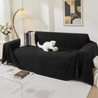 Couch Cover for 3 Cushion Sofa Washable, Cat Scratch Proof Sofa Covers, Furniture Protector L Shape Sofa Slipcovers Soft Sectional Couch Covers for Dogs, 71" x 134", Black