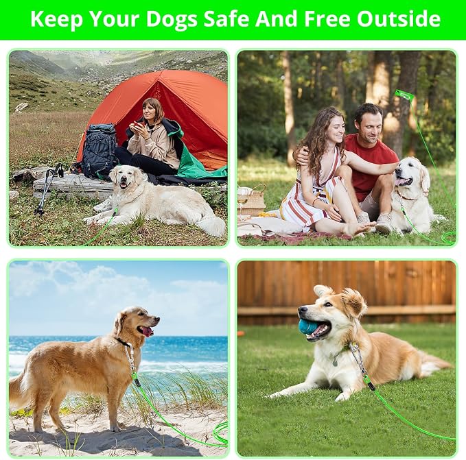 jenico Dog Tie Out Cable: 25ft Dog Lead for Yard - Heavy Duty Chain Leash Outside for Small Large Dogs Up to 500 lbs - Outdoor Dog Runner Tether