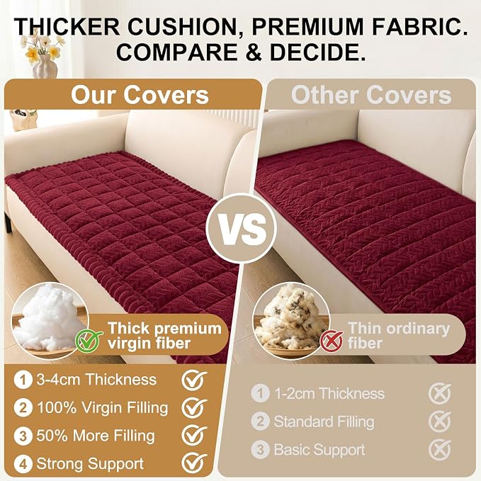 Smiry Couch Cover for Dogs, Non Slip Fuzzy Pet Sofa Covers Washable | Sofa Slipcovers for 3 Cushion Couch, Soft Thick Furniture Protector for Cats Dogs, Against Fur, Dirt, Scratch (27.6"x88")