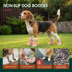 Dog Shoes, Non-Slip Dog Booties for hot Pavement, 4Pcs Pink 0# | Waterproof TPE Sole, Breathable Dog Boots with Reflective Straps, Idear for Hardfloors, Outdoor, Small Medium Paw Protectors