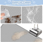Kalolary Cat Litter Box Mats, Large 34" x 22" Silicone Cat Mat | Easy to Clean Kitty Litter Trapping Mat, Soft on Kitty Paws, Waterproof, Urine-Proof Kittys Litter Mats for Floor, Light Grey