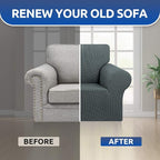 Stretch Chair Sofa Slipcover, Single Couch Cover,Grey | 1-Piece Washable Sofa Cover,Pet Friendly (31"-55") Furniture Protector Soft Jacquard Elastic Bottom for Dogs & Kids