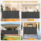 EZIGO 120 Inch Retractable Baby Gates, 41 Inch Extra Tall Retractable Gate | Reinforced Retractable Dog Gate with Rods, 10 FT Extra Long Mesh Pet Gate for Stairs Hallways Doorway Indoor Outdoor, Black