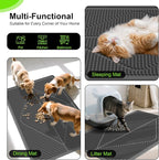Mofason Silicone Cat Litter Mat XXL, Black Extra Large Litter Matt for Cat | Waterproof 38"x25" kitty litter box mat for floor; extra large pet trapping rug pad mat, cat litter catcher easy clean indoor