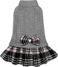 KYEESE Dog Sweater Dress Turtleneck Thick Knit Pullover for Cold Weather | Stretchy Fit, Lightweight & Warm, Cozy Knit Comfort, Cute Bow Accent, Gentle on Sensitive Skin, Comfortable Daily Wear