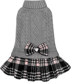 KYEESE Dog Sweater Dress Turtleneck Thick Knit Pullover for Cold Weather | Stretchy Fit, Lightweight & Warm, Cozy Knit Comfort, Cute Bow Accent, Gentle on Sensitive Skin, Comfortable Daily Wear