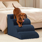 Aodisman Dog Steps for Bed or Couch,4 Step Pet Stairs for Small Dogs & Cat | Curved dog ramp help small dogs, senior cats and puppies get on and off couches and beds, non-slip bottom, 17.4" H,Blue