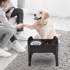 4-in-1 Elevated Slow Feeder Dog Bowls, 4 Height Adjustable Mess Proof Raised Dog Bowl Stand with No Spill Dog Water Bowl, Stainless Steel Dog Food Bowl & Slow Feeder for Large Medium Small Dogs Pets