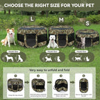 Siedihit Dog Cat Playpen, Medium Puppy Pet Playpen, Dog Crate Tent Cage | Indoor/Outdoor, Portable Pop Up Dogs Kennel Playpen with Carrying Case for Dogs/Cats/Rabbits(Green Camo, Medium)
