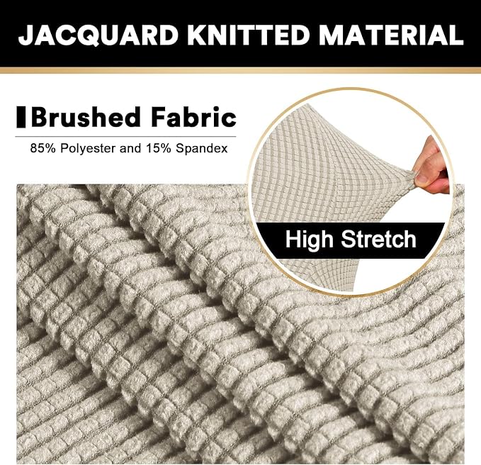 Stretch Sofa Cover Slipcover 1-Piece, Spandex Jacquard Fabric Universal Couch Cover for 3 Cushion, Washable Non Slip Sofa Cover, Pet Friendly (Large Sofa 90"-100",Island Fossi)