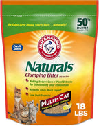 ARM & HAMMER Naturals Clumping Cat Litter, Multi Cat, 18 lbs | Plant-Based, Easy Scoop Clumps, Outstanding Odor Control, 2X Liquid Absorption, Low Dust, Lightweight Formula