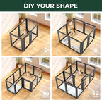 FXW AuraSpace Clear Acrylic Indoor Dog Playpen, 35" H, 8 Panels, Black | Open View, Modern Home Fit, No Climbing Bars, Tool-Free Setup, For Medium Dogs