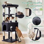 Cat Tree, 61" Tall Cat Tower, Diamond-Shaped Cat Cave VCT001G | Cat Condo with Wide Top Perch & Basket, Sturdy Scratching Post, Interactive Toy for Large Indoor Cats, Smoky Gray
