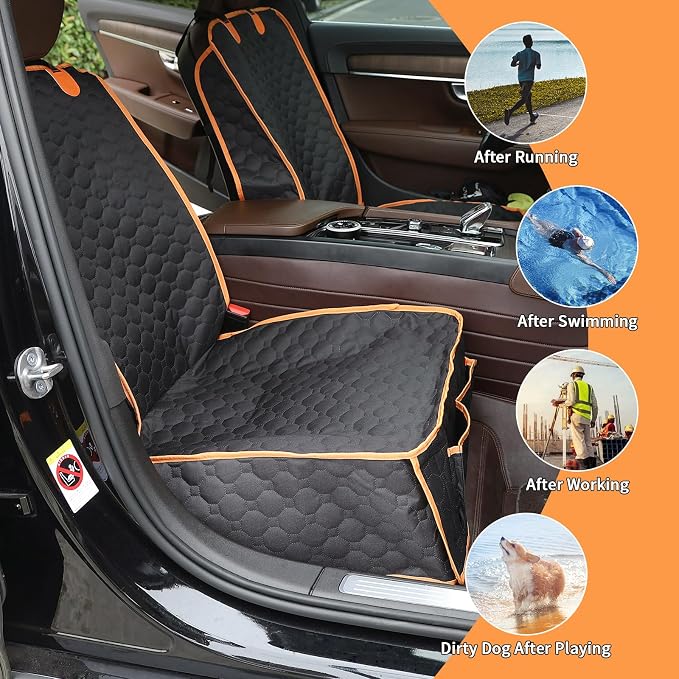 2 Packs Front Seat Car Cover, Waterproof Dog Car Seat Cover, Non-slip & Scratch-Proof, Pet Car Seat Protector with Side Flaps and Storage Pocket, Car Seat Cover for Most Cars, Trucks and SUVs