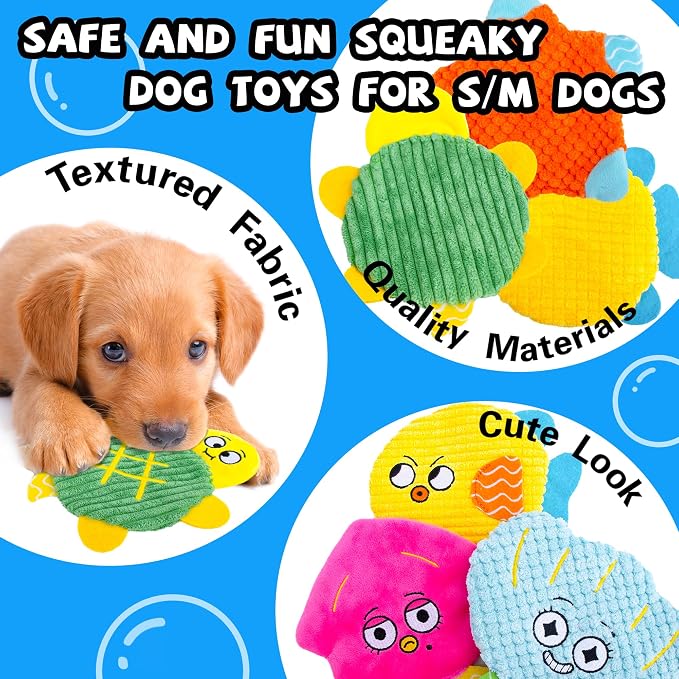 Squeaky No Stuffing Dog Toys 10 Pcs,Crinkle Dog Toys for Small Medium Breed | Bulk Puppy Toys Durable Plush Small Dog Toys,Animal Stuffless Pet Toys,Interactive Puppy Teething Chew Toys for Entertaining