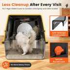 XL Stainless Steel Litter Box with Lid, Enclosed Metal Litter Box | High Sides, Urine and Litter Control, Odor Filter, Flip-Top, Easy-Clean Pan, Scoop & Step, Big Cats, Multi-Cat Homes, Black