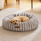 FUKUMARU Small Dog Bed, 25" Orthopedic Dog Bed for Puppies, Donut Cat Beds | Gradient Color Calming Donut Dog Beds for Small Dogs, Round Pet Bed with Washable Cover, Cute Cat Bed for Indoor Cats, Coffee
