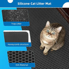 Cat Litter Mat for Indoor Cats EVA Double-Layer Litter Box Mat Washable for Easy Cleaning Cat Rug Collects Litter and Prevents Liquid Leakage (Gray, 23.6×30inch)