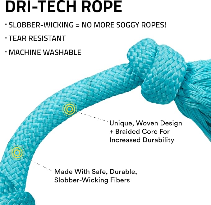 Playology Dog Toys | Dri-Tech Rope Tug of War Dog Toy for Tough Chewers | Peanut Butter Scented Jumbo Tug Rope Toys for Large Dogs