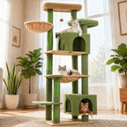 69" Cactus Cat Tree for Indoor Cats Large Adult, Multi-Level Cat Tower | Multi-Level Cat Tree with Scratching Posts, Soft Padded Perch, 2 Dangling Toys