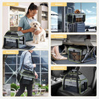 Lekereise Top-Expandable Pet Carrier 17x11x9.5 Inch Alaska Hawaiian Airline Approved Soft Sided Underseat to 12lbs Travel Carriers for Small Dogs and Cats with Locking Safety Zippers Anti-Scratch Mesh