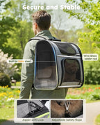 pecute Cat Backpack Expandable, Cat Carrier Backpack with Breathable Window | Durable Oxford Cloth, Lockable Zipper,Use for Pet Under 11 lbs to Travel