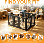 Acrylic Dog Playpen, 8-Panel Clear Transparent Puppy Playpen for Small Dogs Indoor Outdoor, Easy Assembly Foldable Pet Exercise Pen with Locking Door (Black, 25.6 INCH, 10 Panels)