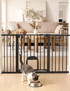 Babelio Extra Wide Baby Gate with Cat Door, CatPrivilege III, 29-55" | 30" Tall Pressure/Hardware Mounted Safety Gate for Large Openings, Auto-Close, Black
