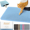 Cat Litter Mat 12"x18",Double Layer EVA litterbox Mat, Blue | Waterproof honeycomb large grid, urine-proof and odor-free. Traps litter, easy cleanup,Washable, non-slip backing