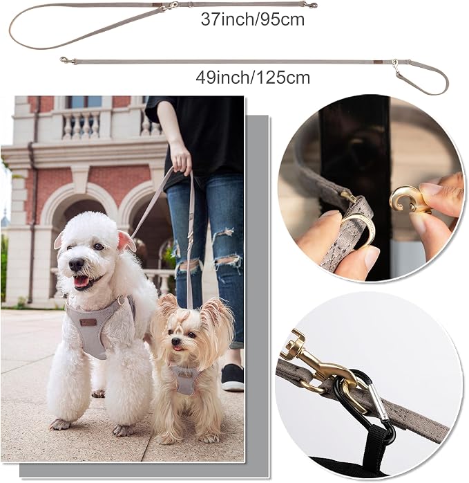 Puppytie Small Dog Harness and Leash Set, Silver Grey, S (9-17.5 lbs) | Dog Harness Small Sized Dog, Dog Leash for Small Dogs, Soft and Lightweight, Puppytie Dog Harness for Daily Walks