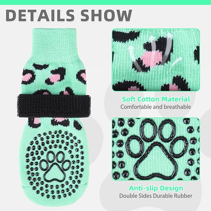 KOOLTAIL Dog Socks for Hot/Cold Pavement to Prevent Licking Paws,Dog Boots&Paw Protector for Hardwood Floors Anti Slip,Traction Control No Twist Grip Booties for Small Medium Large Senior Dogs M