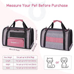 BurgeonNest Cat Carriers for Medium Puppy Under 25 lbs, Pet Carrier for Cats with Unique Side Bag,Top Load Small Pet Bag Soft-Sided Escape Proof with 4 Ventilated Windows | Soft sided pink cat carrier with mesh windows, ventilation and storage pocket f...