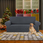 Stretch Loveseat Couch Cover, 2 Cushion Couch Slipcover,Charcoal | 1-Piece Washable Sofa Cover Pet Friendly (55"-78") Furniture Protector Soft Jacquard, Elastic Bottom for Dogs & Kids