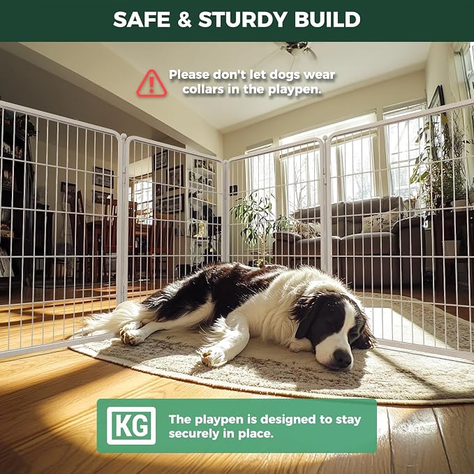 FXW Homeplus Indoor Dog Playpen, 40" H, 6 Panels, for Medium & Large Dogs | Stress-free play, Heavy-duty, Semi-open design, Easy setup, Threshold-free gate, Expandable, Patented