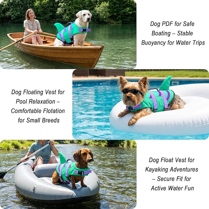 Fragralley Shark Dog Life Jacket, Easy to Put on Dog Life Vest for Swimming and Boating, Vibrant & Adjustable Dog Life Preservers for Small Medium Large Dogs, Suit to Swim, Fish, Beach, Surfing